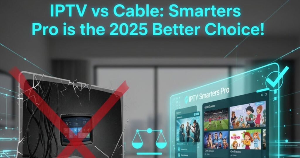 IPTV vs Cable comparison showing IPTV Smarters Pro as the superior choice for 2025